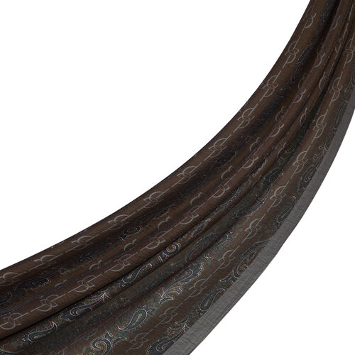 Acı Kahve Füme Monogram Desenli Tensel Şal