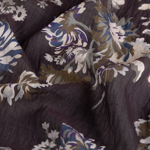 ipekevi - Bitter Coffee Chrysanthemum Print Tencel Scarf (1)