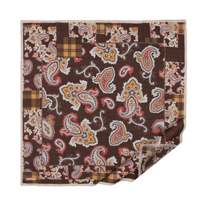 ipekevi - Acı Kahve Patchwork Desenli Tensel Eşarp