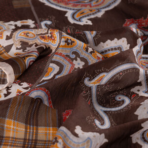 ipekevi - Acı Kahve Patchwork Desenli Tensel Eşarp (1)