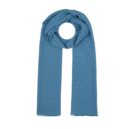 All Seasons Baby Blue Leopar Print Monogram Scarf