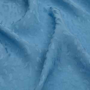 All Seasons Baby Blue Leopar Print Monogram Scarf - Thumbnail