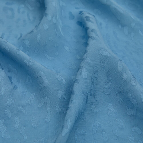 All Seasons Baby Blue Leopar Print Monogram Scarf