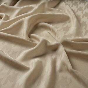 All Seasons Beige Houndstooth Patterned Monogram Scarf - Thumbnail
