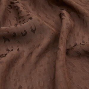 All Seasons Bitter Coffee Leopar Print Monogram Scarf - Thumbnail