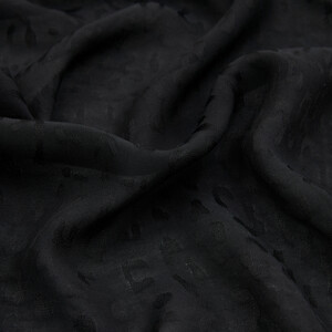 All Seasons Black Leopar Print Monogram Scarf - Thumbnail