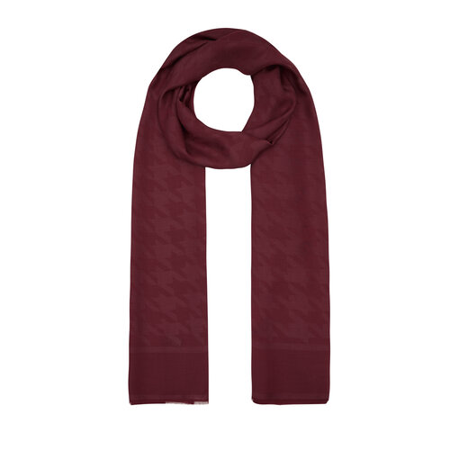 All Seasons Burgundy Houndstooth Patterned Monogram Scarf