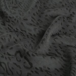 All Seasons Charcoal Leopar Print Monogram Scarf - Thumbnail