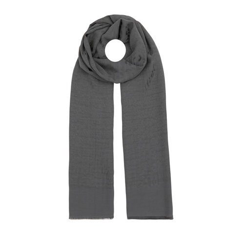 All Seasons Charcoal Leopar Print Monogram Scarf