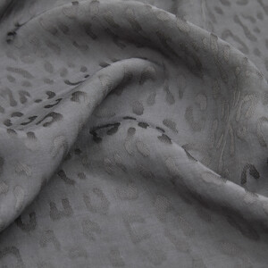 All Seasons Charcoal Leopar Print Monogram Scarf - Thumbnail