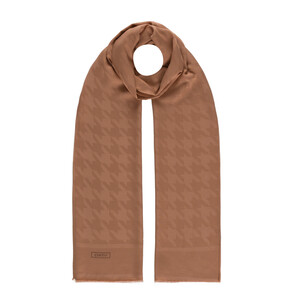 All Seasons Cinnamon Houndstooth Patterned Monogram Scarf - Thumbnail