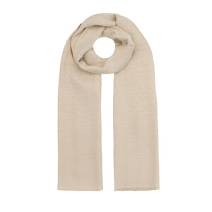 All Seasons Cream Leopar Print Monogram Scarf - Thumbnail