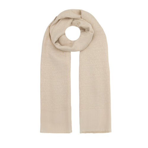All Seasons Cream Leopar Print Monogram Scarf
