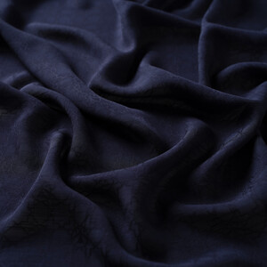 All Seasons Dark Navy Monogram Scarf - Thumbnail