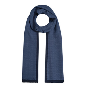 ipekevi - All Seasons Denim Blue Monogram Scarf (1)