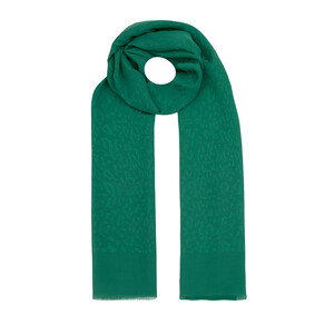 All Seasons Emerald Leopar Print Monogram Scarf - Thumbnail