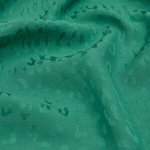 All Seasons Emerald Leopar Print Monogram Scarf - Thumbnail