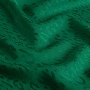 All Seasons Emerald Leopar Print Monogram Scarf - Thumbnail