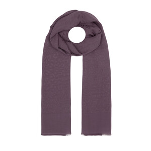 All Seasons Fig Purple Leopar Print Monogram Scarf - Thumbnail