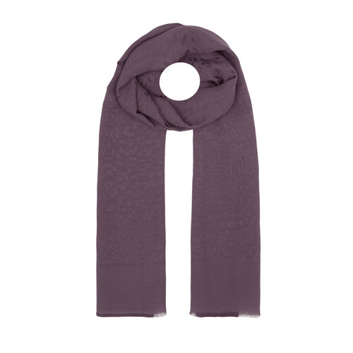 All Seasons Fig Purple Leopar Print Monogram Scarf
