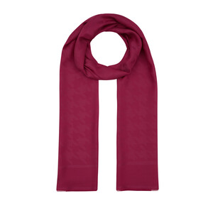 All Seasons Fuschsia Houndstooth Patterned Monogram Scarf - Thumbnail
