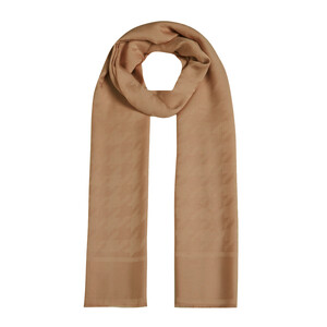 All Seasons Honey Foam Houndstooth Patterned Monogram Scarf - Thumbnail