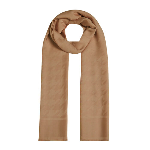 All Seasons Honey Foam Houndstooth Patterned Monogram Scarf