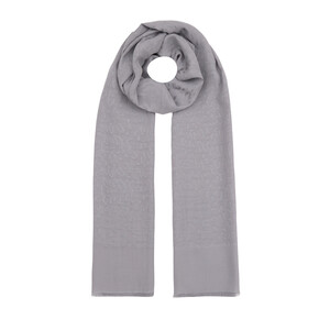 All Seasons Ice White Leopar Print Monogram Scarf - Thumbnail