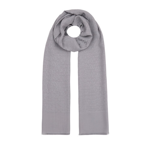 All Seasons Ice White Leopar Print Monogram Scarf