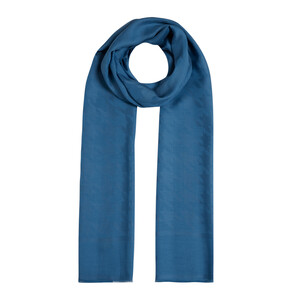 All Seasons Indigo Houndstooth Patterned Monogram Scarf - Thumbnail