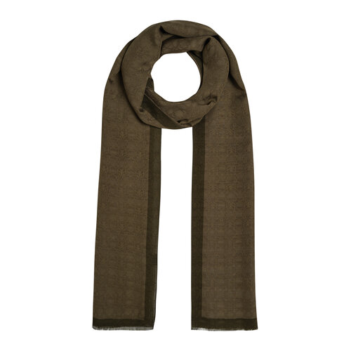 All Seasons Khaki Green Monogram Scarf