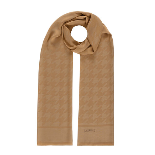 All Seasons Milky Coffee Houndstooth Patterned Monogram Scarf