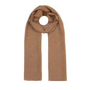 All Seasons Milky Coffee Zebra Print Monogram Scarf - Thumbnail
