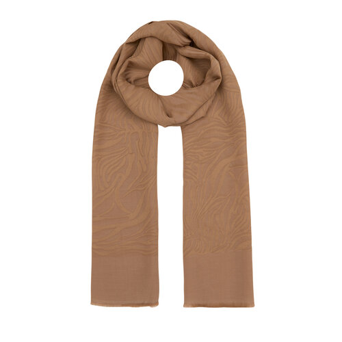 All Seasons Milky Coffee Zebra Print Monogram Scarf