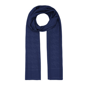 All Seasons Navy Houndstooth Patterned Monogram Scarf - Thumbnail