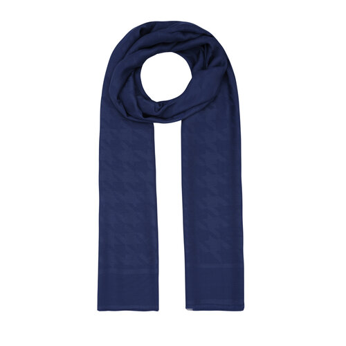 All Seasons Navy Houndstooth Patterned Monogram Scarf