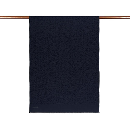 All Seasons Navy Leopar Print Monogram Scarf