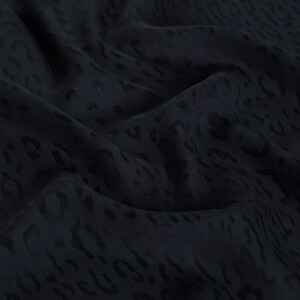 All Seasons Navy Leopar Print Monogram Scarf - Thumbnail
