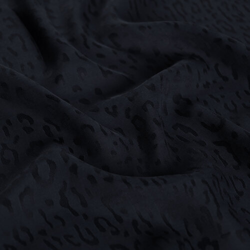 All Seasons Navy Leopar Print Monogram Scarf