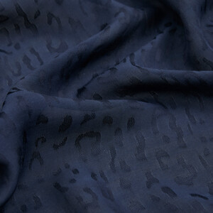 All Seasons Navy Leopar Print Monogram Scarf - Thumbnail