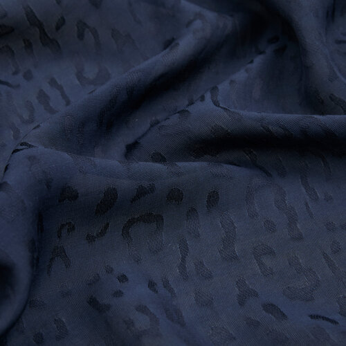 All Seasons Navy Leopar Print Monogram Scarf