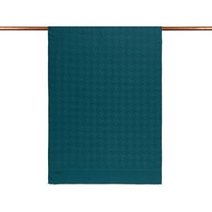 ipekevi - All Seasons Petrol blue Houndstooth Patterned Monogram Scarf (1)