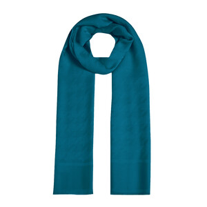 All Seasons Petrol blue Houndstooth Patterned Monogram Scarf - Thumbnail