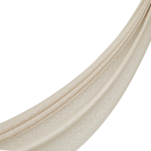 All Seasons Sand White Leopar Print Monogram Scarf