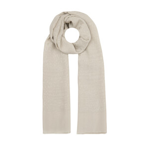 All Seasons Sand White Leopar Print Monogram Scarf - Thumbnail