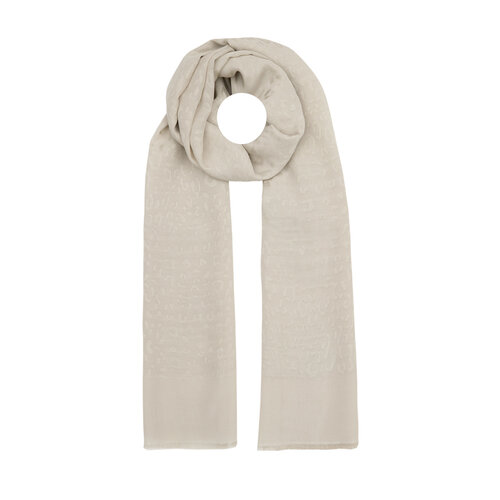 All Seasons Sand White Leopar Print Monogram Scarf