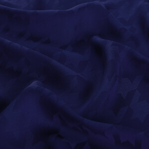 All Seasons Sax Blue Houndstooth Patterned Monogram Scarf - Thumbnail