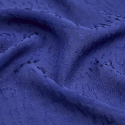 All Seasons Sax Blue Leopar Print Monogram Scarf