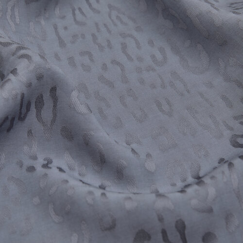 All Seasons Silver Leopar Print Monogram Scarf