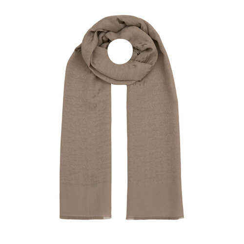 All Seasons Stone Leopar Print Monogram Scarf